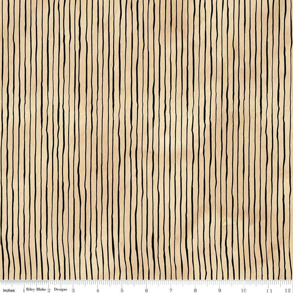 Image of the Bittersweet Farm Stripes Cornsilk quilting cotton fabric by Riley Blake Designs. Features sketched lines on a textured cream background. 
Cute Little Fabric Shop