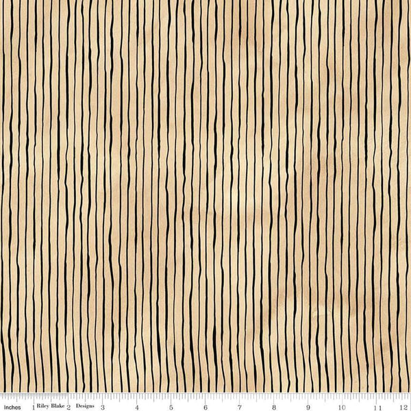 Image of the Bittersweet Farm Stripes Cornsilk quilting cotton fabric by Riley Blake Designs. Features sketched lines on a textured cream background. 
Cute Little Fabric Shop