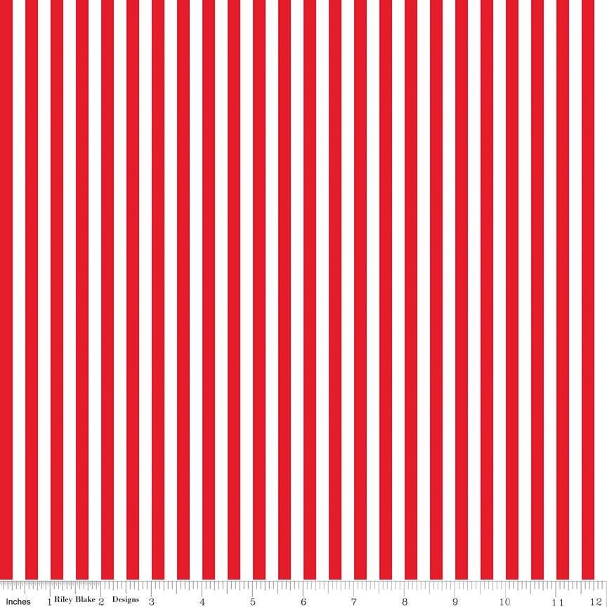 SALE Red & White 1/4 Quarter Inch Stripe - Riley Blake Designs