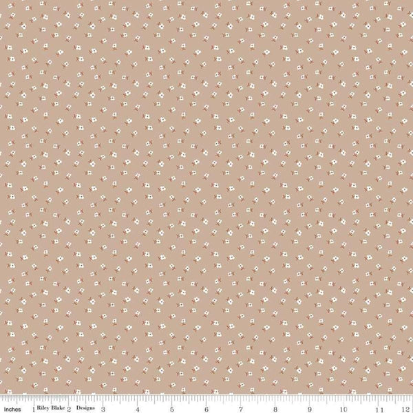Image of the Granny Chic Blossoms Brown quilting cotton fabric by Lori Holt by Riley Blake Designs. Features small flowers on a brown background.
Cute Little Fabric Shop
