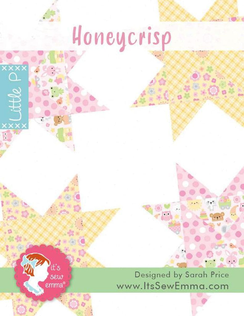 Image of the Honeycrisp quilt pattern by Its Sew Emma for Riley Blake Designs. Features a baby quilt with star designs. 
Cute Little Fabric Shop
