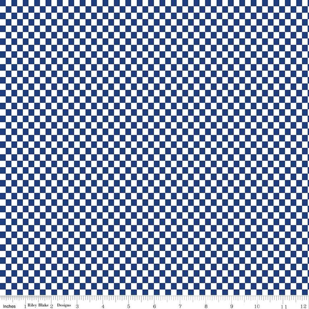 Image of the Hot Wheels Made to Race Checker Navy quilting cotton fabric by Riley Blake Designs. Official licensed product. Territorial sales restrictions may apply. Features a checkboard pattern a dark blue background.
Cute Little Fabric Shop