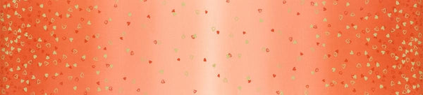 SALE I Heart Ombre METALLIC 10875 Tangerine - Moda - Light to Darker Orange with Gold SPARKLE Stars - Quilting Cotton Fabric