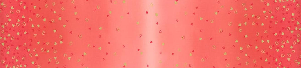 SALE I Heart Ombre METALLIC 10875 Geranium - Moda - Light to Darker Red Orange with Gold SPARKLE Stars - Quilting Cotton Fabric