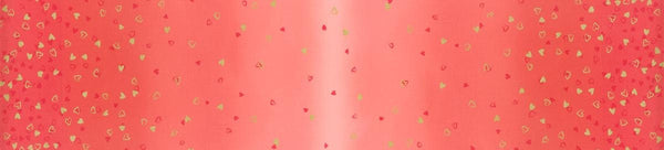 SALE I Heart Ombre METALLIC 10875 Geranium - Moda - Light to Darker Red Orange with Gold SPARKLE Stars - Quilting Cotton Fabric