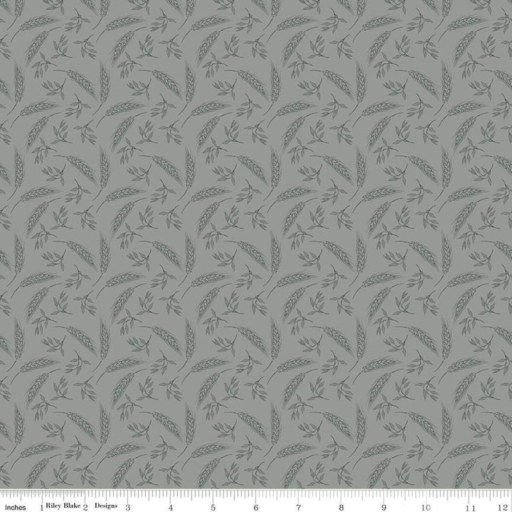 Image of the A Walk on the Prairie Wheat Sage Gray quilting cotton fabric by Modern Prairie for Riley Blake Designs. Features tossed wheat and leaves on a gray green background.
Cute Little Fabric Shop