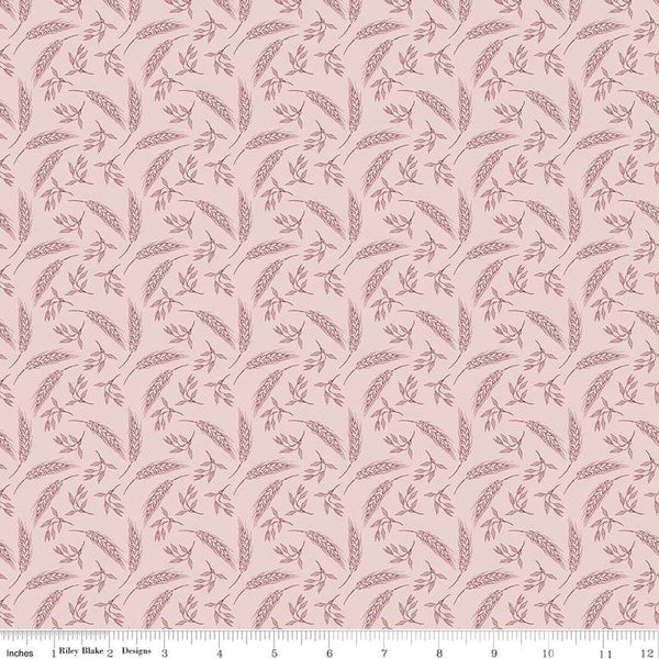 Image of the A Walk on the Prairie Wheat Dusty Pink quilting cotton fabric by Modern Prairie for Riley Blake Designs. Features tossed wheat and leaves on a light pink background.
Cute Little Fabric Shop