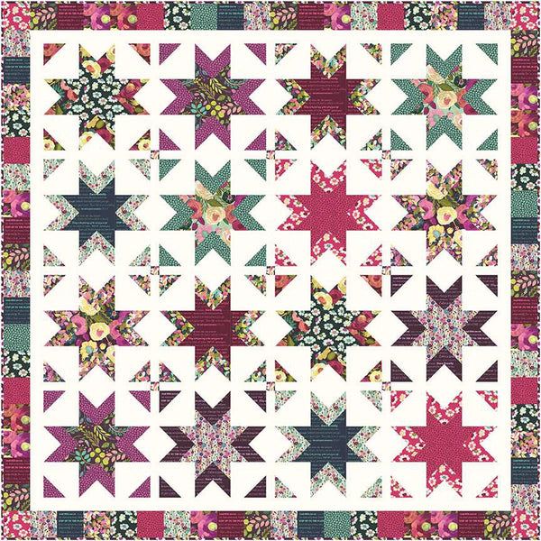 Image of the Sparklers quilt pattern by Wendy Sheppard for Riley Blake Designs. Features stars on a white background. 
Cute Little Fabric Shop