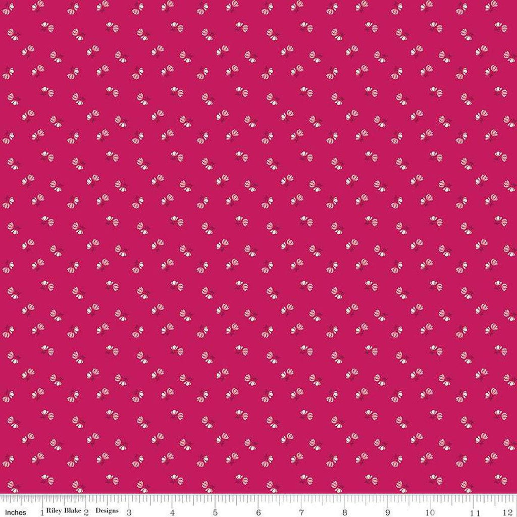 Tulip Cottage Flower Toss C14266 Berry by Riley Blake Designs - Floral Flowers - Quilting Cotton Fabric