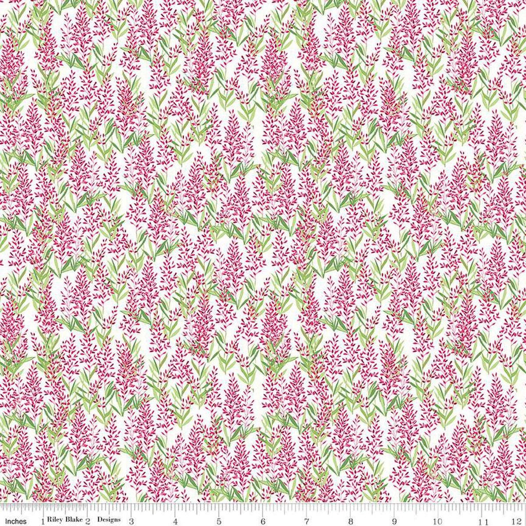 Image of the Perennial Sage White quilting cotton fabric by Jill Finley for Riley Blake Designs. Features small sprigs of flowers on a white background. 
Cute Little Fabric Shop