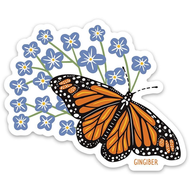 SALE Sticker Summer Butterfly GB-ST2125 - Moda Fabrics - Gingiber - Durable Vinyl Sticker - Flower Floral