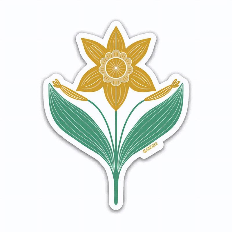 SALE Sticker Daffodil GB-ST2084 - Moda Fabrics - Gingiber - Durable Vinyl Sticker