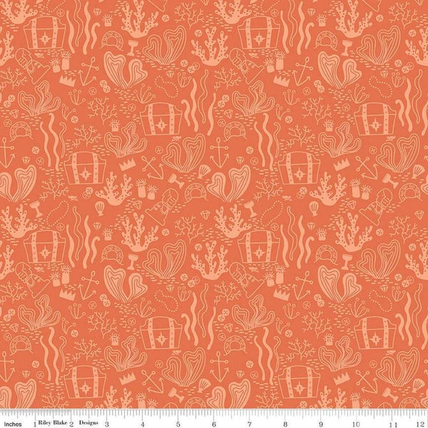 Hoist the Sails Treasure C12982 Orange by Riley Blake Designs - Treasure Chests Pirate Loot Tone-on-Tone - Quilting Cotton Fabric