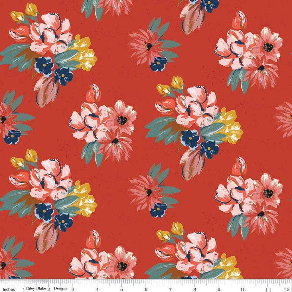 SALE Wild Rose Floral C14041 Red - Riley Blake Designs - Flowers Western - Quilting Cotton Fabric