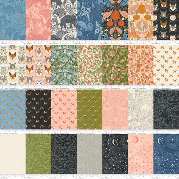 Image of the Woodland Wonder collage by Moda Fabrics. Features squares of all the fabrics included in the precut.
Cute Little Fabric Shop