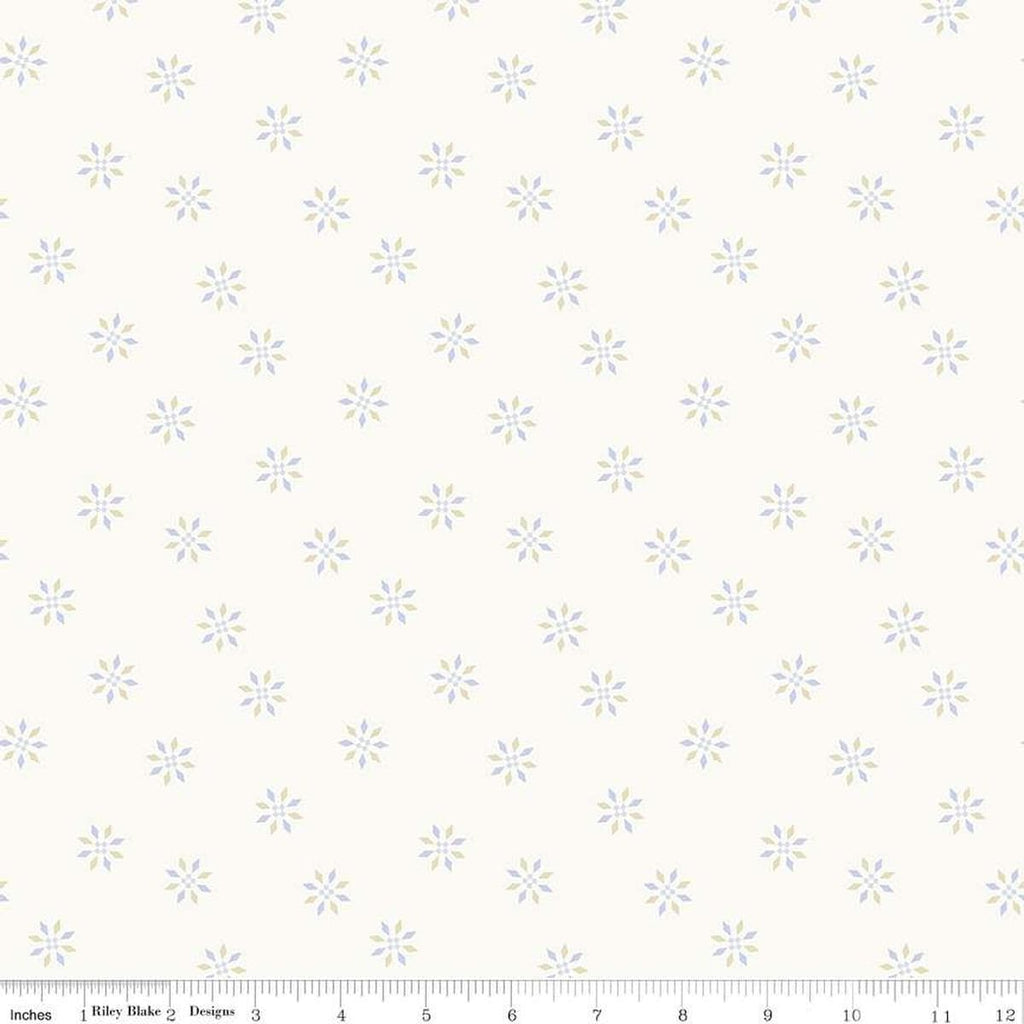 Image of the Hush Hush 4 Wink Wink quilting cotton fabric by Riley Blake Designs. Features a geometric snowflake design on a white background. 
Cute Little Fabric Shop