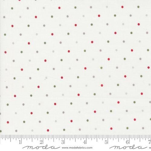Image of the Magic Dot Christmas quilting cotton fabric by Lella Boutique for Moda Fabrics. Features multicolored polka dots on a white background. 
Cute Little Fabric Shop