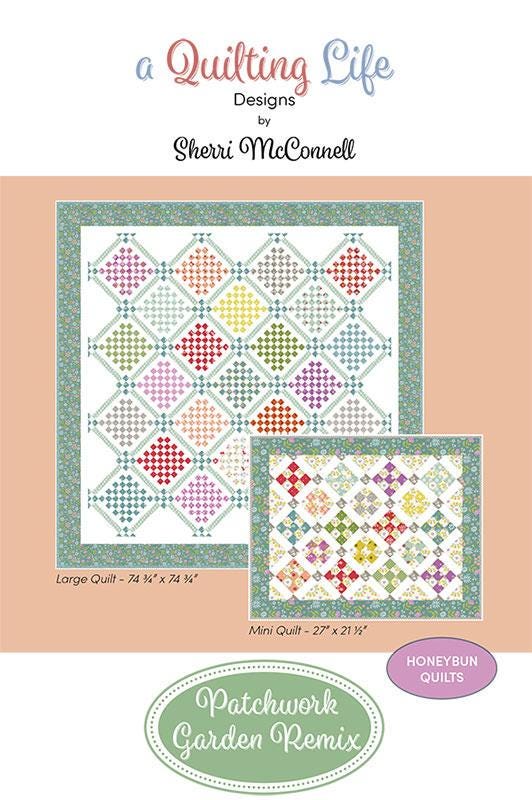 Image of the 
Patchwork Garden Remix  quilt pattern by A Quilting Life for Moda Fabrics. Features a diamond pattern quilt in two sizes.
Cute Little Fabric Shop