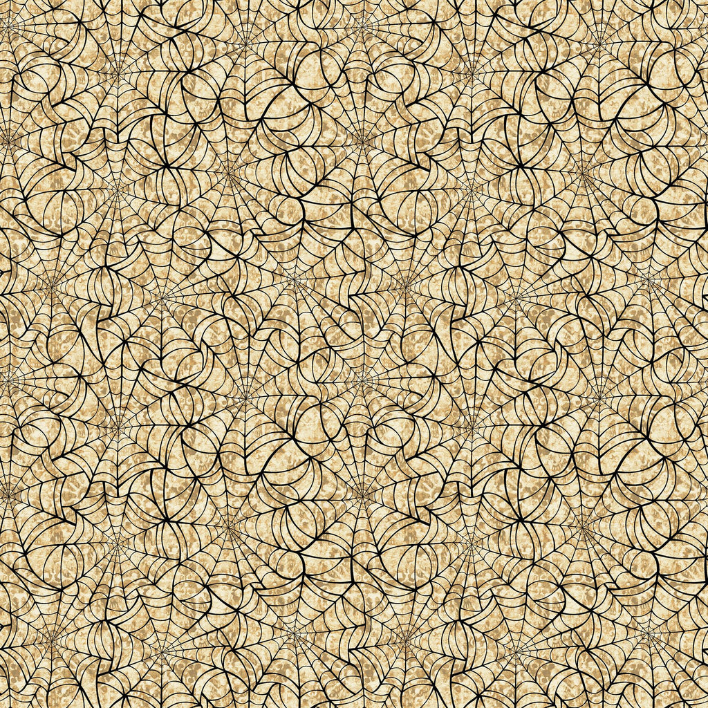 SALE Creepsville Spiderweb 30206 Tan A - by QT Fabrics - Halloween - Quilting Cotton Fabric