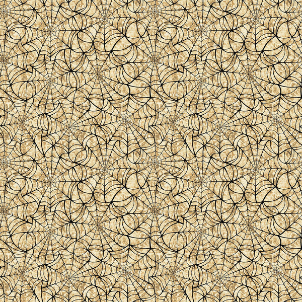 SALE Creepsville Spiderweb 30206 Tan A - by QT Fabrics - Halloween - Quilting Cotton Fabric