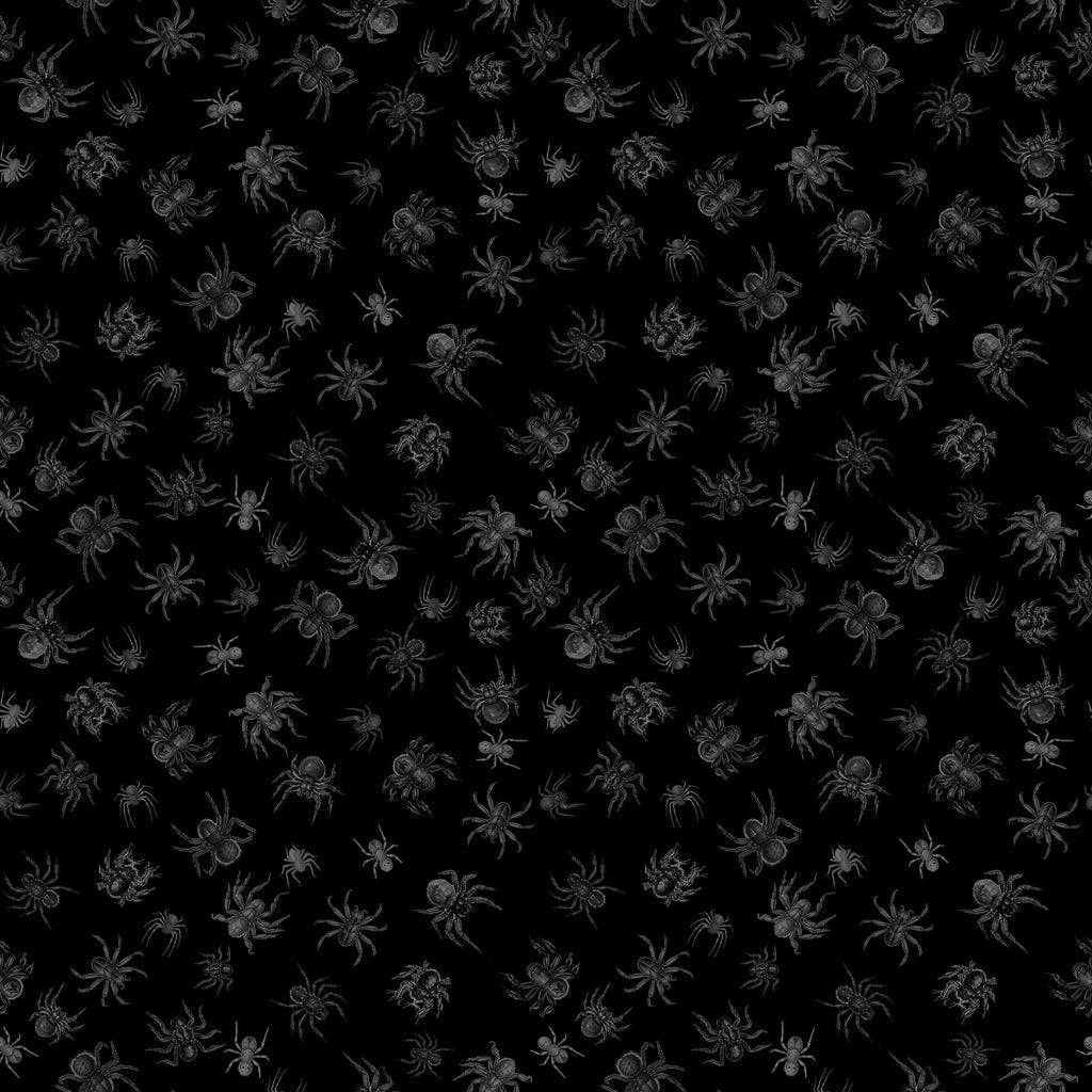Creepsville Spider Toss 30207 Black J - by QT Fabrics - Halloween - Quilting Cotton Fabric