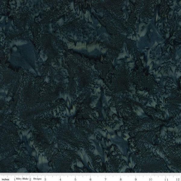 1 Yard End of Bolt - SALE Batiks Expressions Hand-Dyes BTHH162 Dark Turquoise 3 - Riley Blake - Hand-Dyed Print - Quilting Cotton Fabric