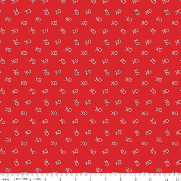 Image of the Sweetheart XO Red quilting cotton fabric by My Mind's Eye for Riley Blake Designs. Features X's and O's on a red background.
Cute Little Fabric Shop