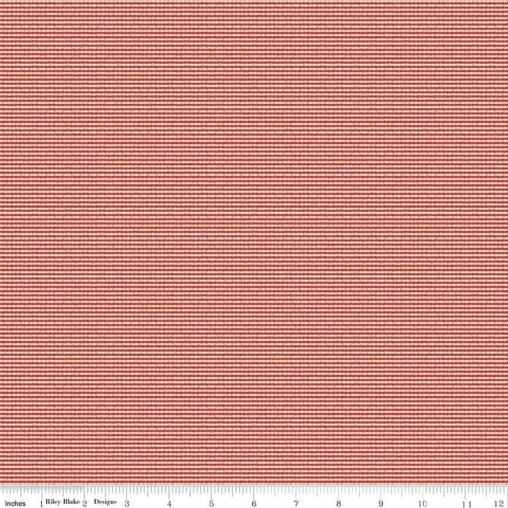 Image of the Stitchers Flannel Railroad Stripe Red flannel fabric by Vicki McCarty for Riley Blake Designs. Features small checked plaid with a diagonal grid on a red background.
Cute Little Fabric Shop