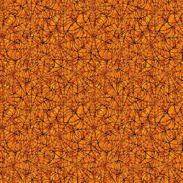 SALE Creepsville Spiderweb 30206 Pumpkin O - by QT Fabrics - Halloween - Quilting Cotton Fabric