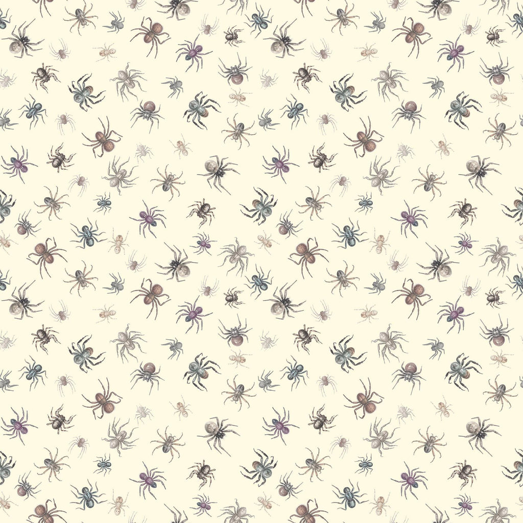 SALE Creepsville Spider Toss 30207 Light Green E - by QT Fabrics - Halloween - Quilting Cotton Fabric