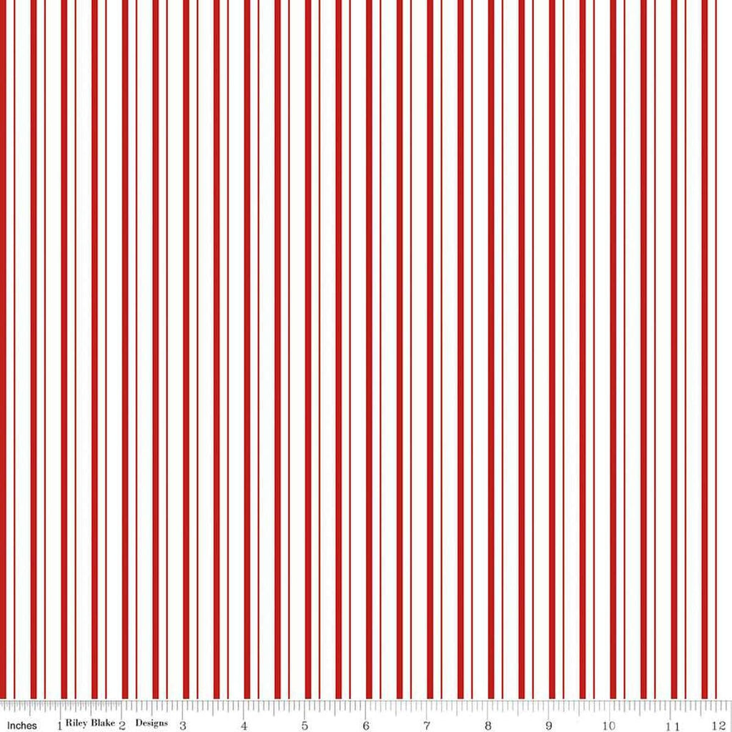 Image of the Take Heart Stripe Red quilting cotton fabric by J. Wecker Frisch for Riley Blake Designs. Features red stripes on a white backgound.
Cute Little Fabric Shop