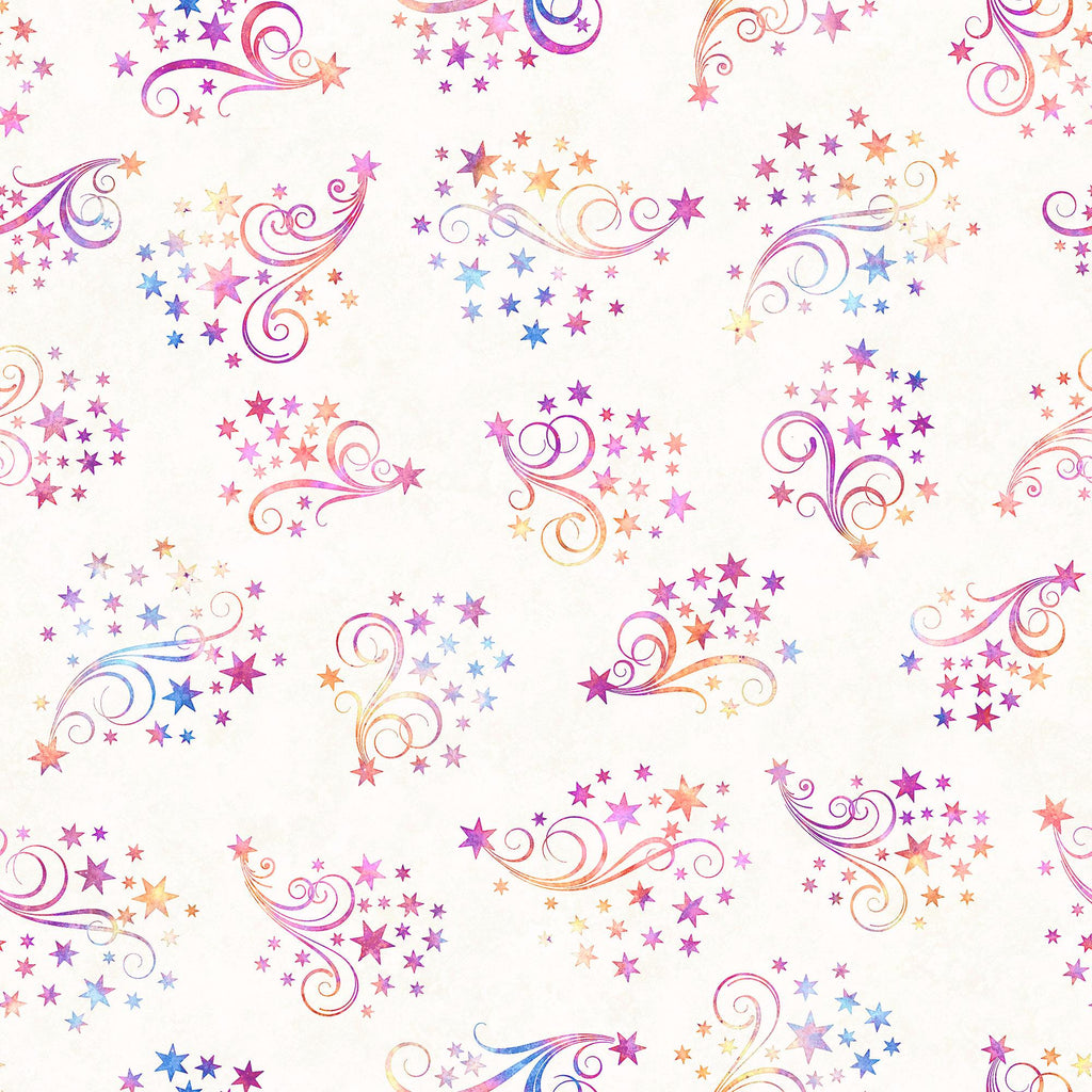 SALE MINKY Lil' Wizards Star & Scroll 60" Wide 30554 Cream - QT Fabrics - Stars Swirls - 100% Polyester
