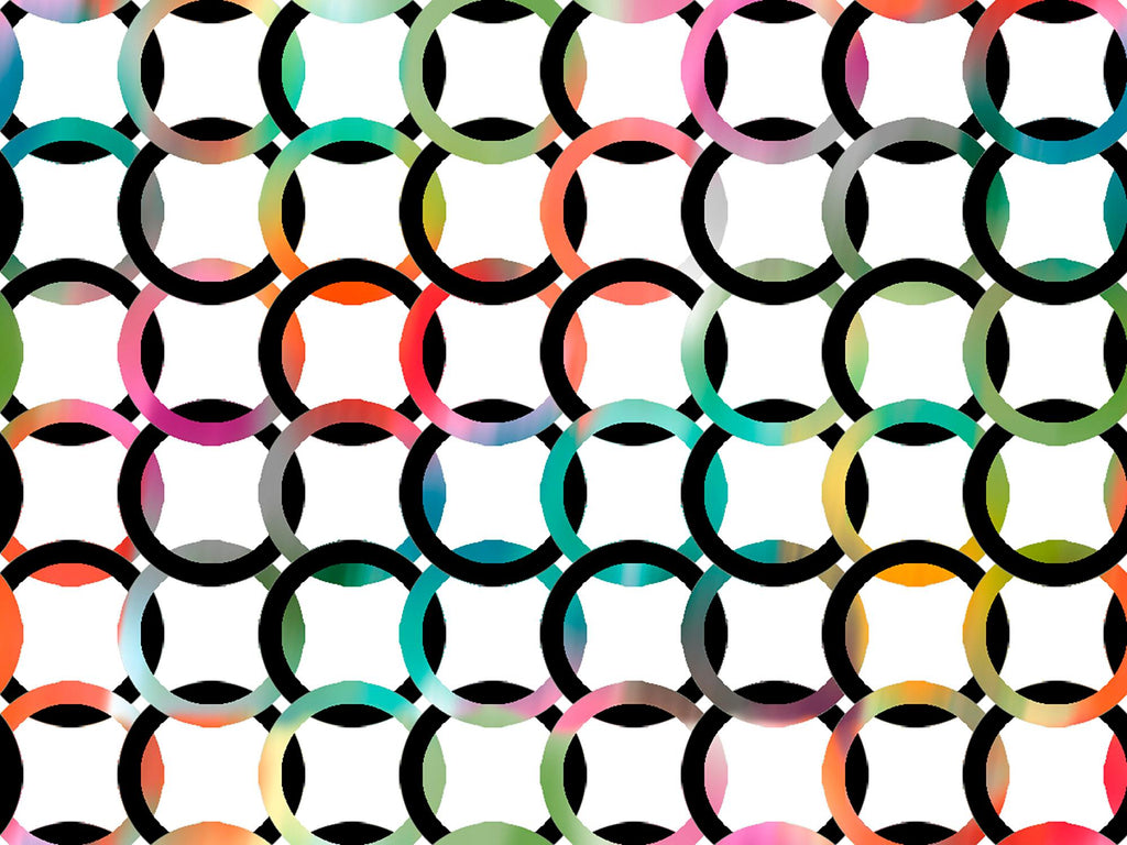 SALE Tree Dance Circle Geo 30295 White Z - by QT Fabrics - Geometric Circles - Quilting Cotton Fabric
