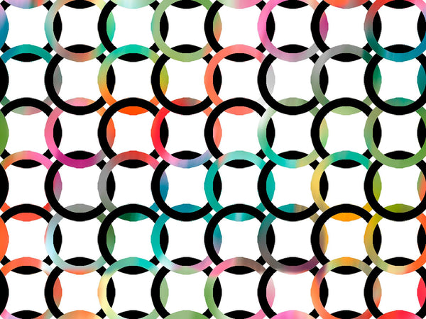 SALE Tree Dance Circle Geo 30295 White Z - by QT Fabrics - Geometric Circles - Quilting Cotton Fabric