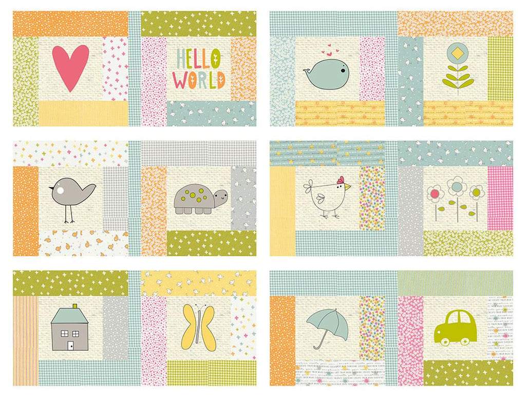 Image of the Hello World Kid's Book quilt pattern by Sweetwater for Moda Fabrics. Features a quilt project with baby shower pictures on it.
Cute Little Fabric Shop
