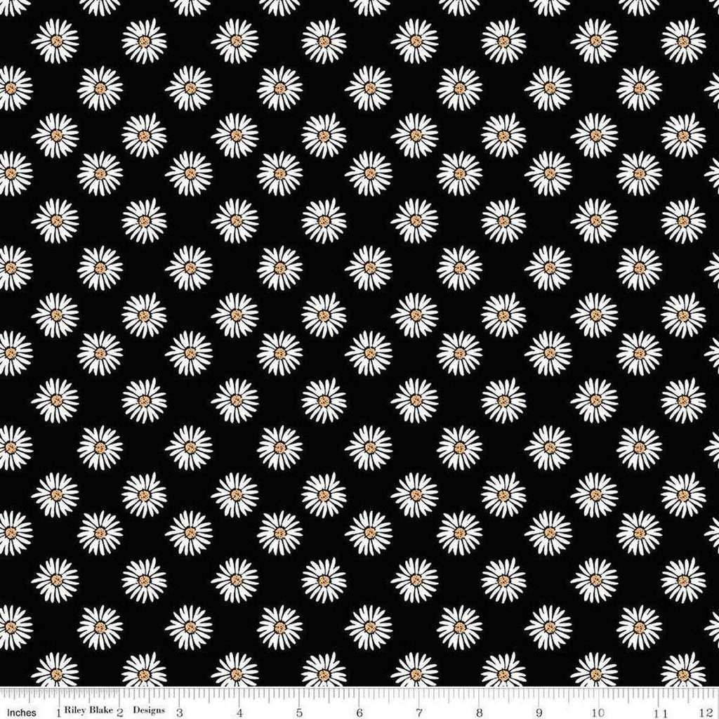 SALE Flora No. 6 Daisies C14461 Black by Riley Blake Designs - Floral Flowers - Quilting Cotton Fabric