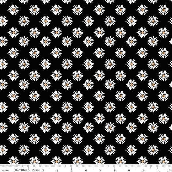 SALE Flora No. 6 Daisies C14461 Black by Riley Blake Designs - Floral Flowers - Quilting Cotton Fabric