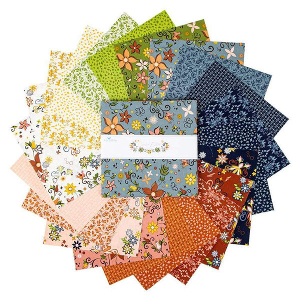 Image of the Curated Blooms 10" Stacker with quilting cotton fabric by Judi Madsen for Riley Blake Designs. Features floral fabrics. 
Cute Little Fabric Shop