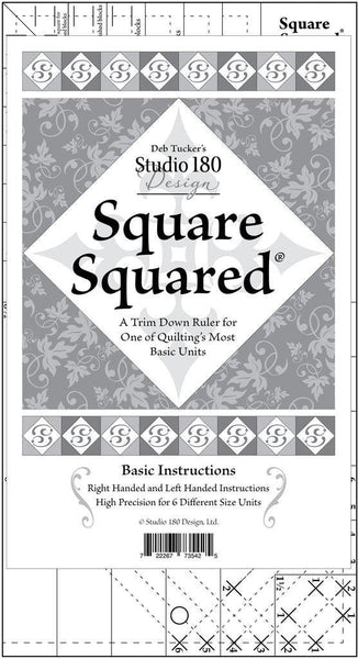 Image of the Square Squared plastic ruler by Deb Tucker for QT Fabrics. Features a plastic ruler with black ruler markings. 
Cute Little Fabric Shop