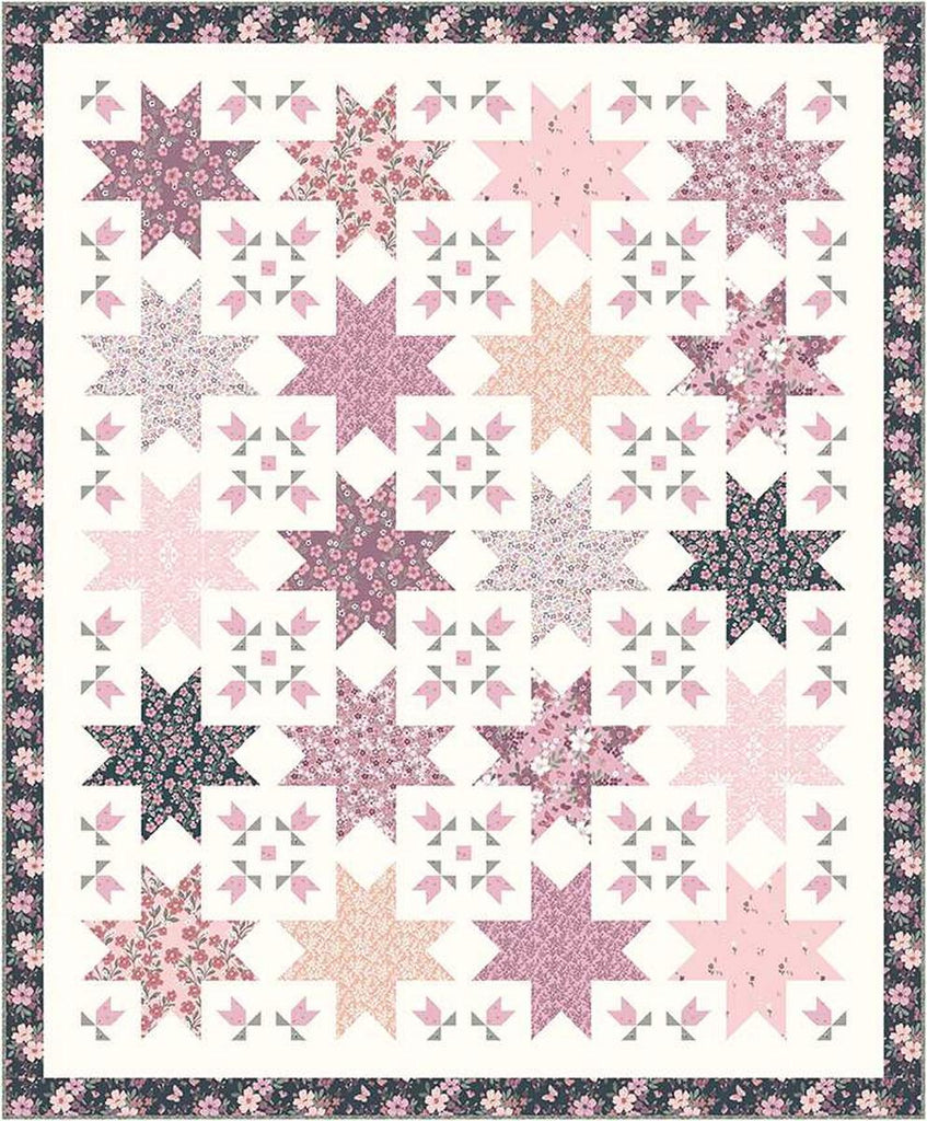 Image of the Cordelia Quilt Boxed Kit by Cayla Naylor by Riley Blake Designs. Features stars on a cream background. 
Cute Little Fabric Shop