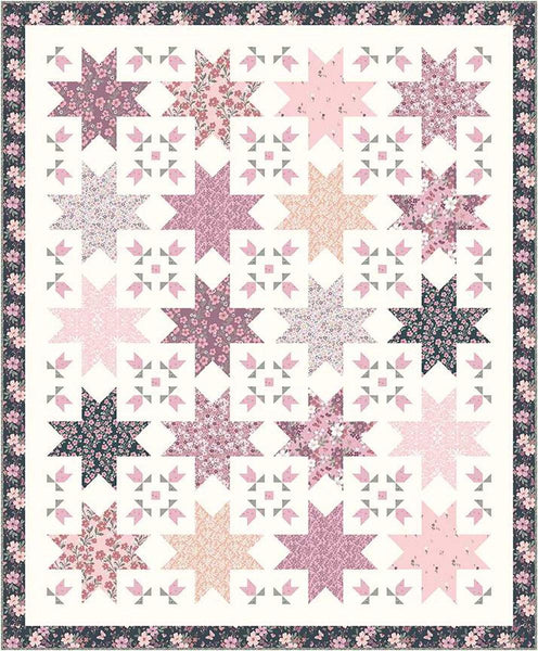Image of the Cordelia Quilt Boxed Kit by Cayla Naylor by Riley Blake Designs. Features stars on a cream background. 
Cute Little Fabric Shop