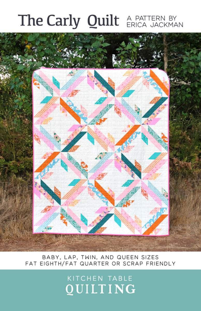 Image of The Carly Quilt Quilt Pattern by Kitchen Table Quilting for Riley Blake Designs. Features a star quilt pattern. 
Cute Little Fabric Shop