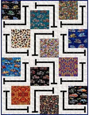 Image of the Heavy Metal quilt pattern by Morris Creative Group for QT Fabrics. Features squares of fabrics with black lines.
Cute Litte Fabric Shop