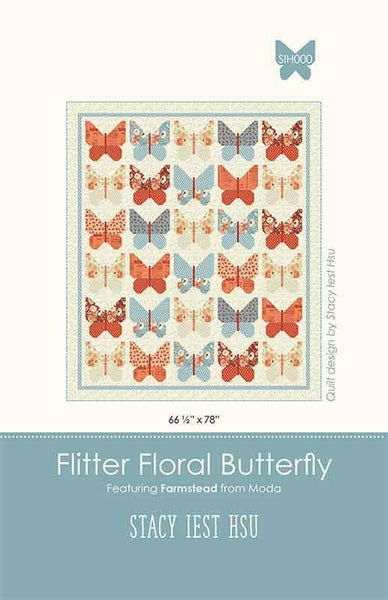Image of the Flitter Floral Butterfly quilt pattern by Stay Iest Hsu for Moda Fabrics. Features small butterflies on a quilt pattern.
Cute Little Fabric Shop