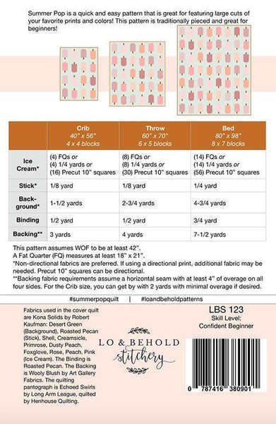 Image of the Summer Pop quilt pattern by Brittany Lloyd for Moda Fabrics. Features the fabric requirements to complete the pattern.
Cute Little Fabric Shop