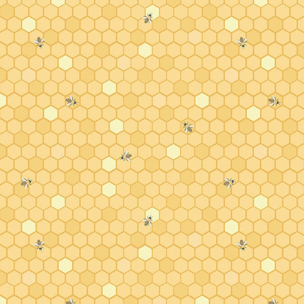 Image of the Sunshine and Sweet Tea Honeycomb quilting cotton fabric by Riley Blake Designs. Features honeycomb patterns. 
Cute Little Fabric Shop