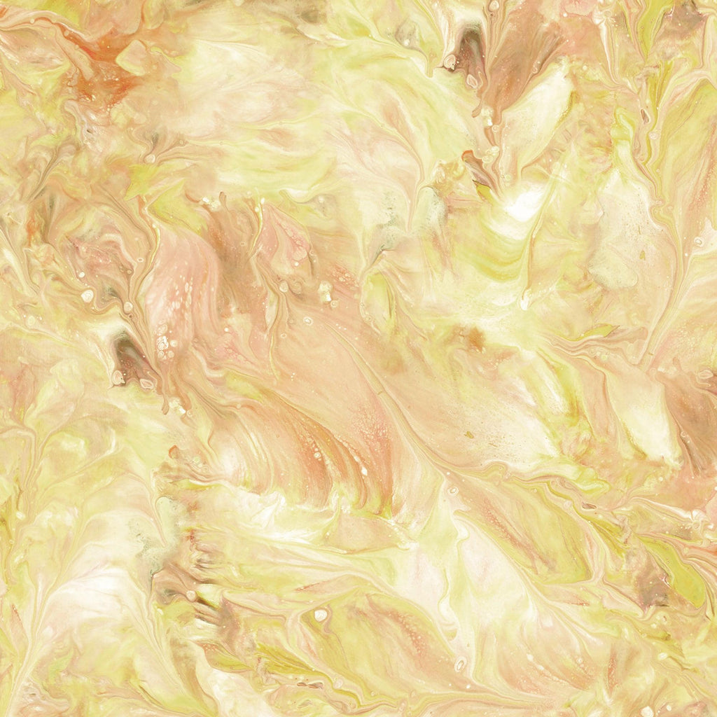 Image of the Mixology Mix Dusty Sun quilting cotton fabric by Ocllo Mason For QT Fabrics. Features acrylic swirls on a yellow background. 
Cute Little Fabric Shop