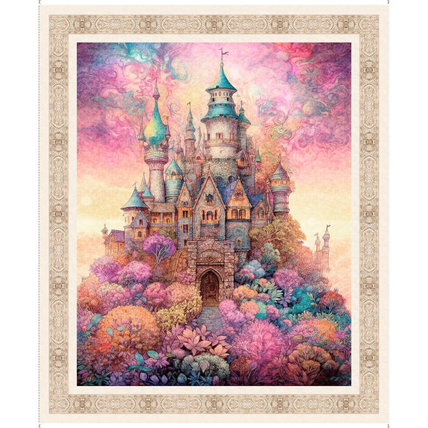 Image of the Enchanted Castle Panel quilting cotton fabric by Morris Creative Group for QT Fabrics. Features a castle with bright colors on a panel.
Cute Little Fabric Shop