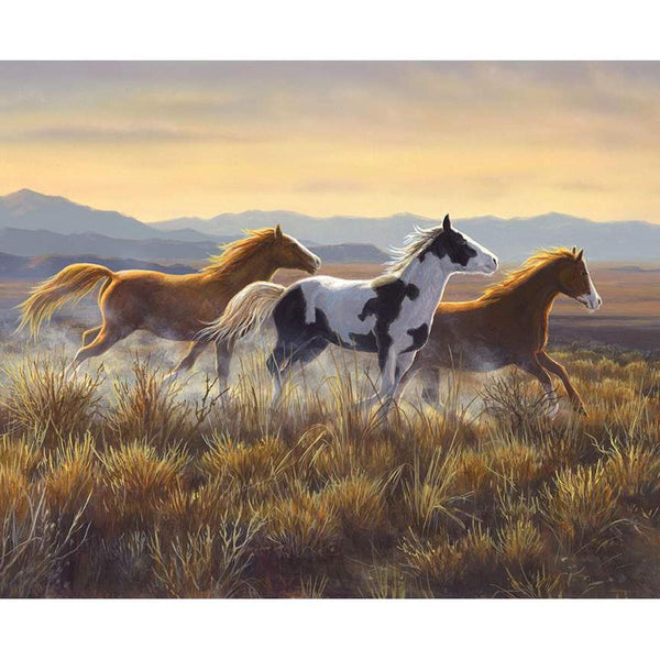 Image of the Wild Horses Open Country Panel quilting cotton fabric by Riley Blake Designs. Features horses with mountains in the background.
Cute Little Fabric Shop