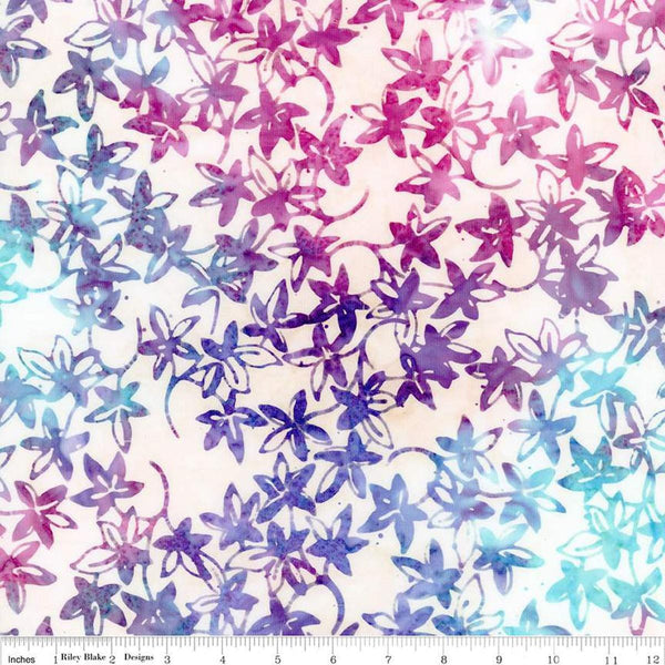 Image of the Expressions Batiks Bedazzled! Sugar Cookie quilting cotton fabric by Pat Fryer for Riley Blake Designs. Features a flower star pattern on a cream background. 
Cute Little Fabric Shop